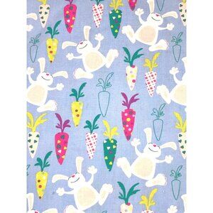 Medical Scrub Top Easter Bunny and Carrot Print V-Neck Top L (12-14)